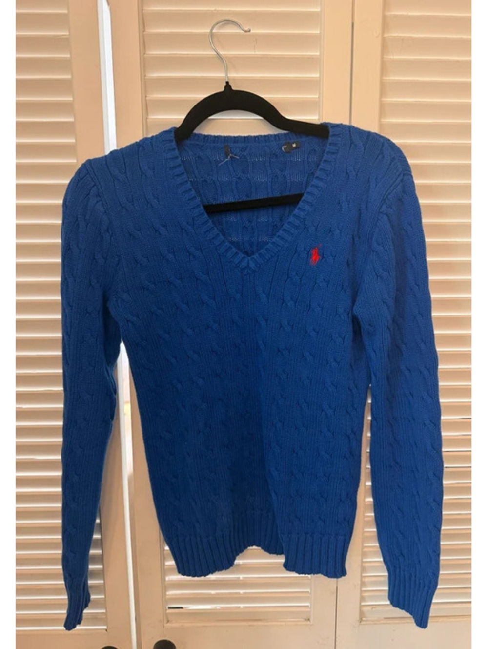Ralph Lauren Cotton Cable Knit V-Neck Sweater